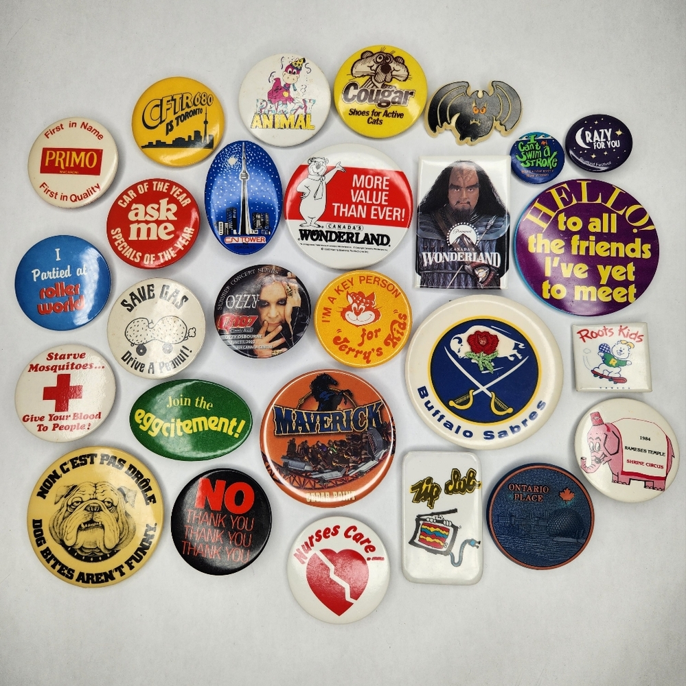 Vintage Button Pin Lot Canadian Advertising